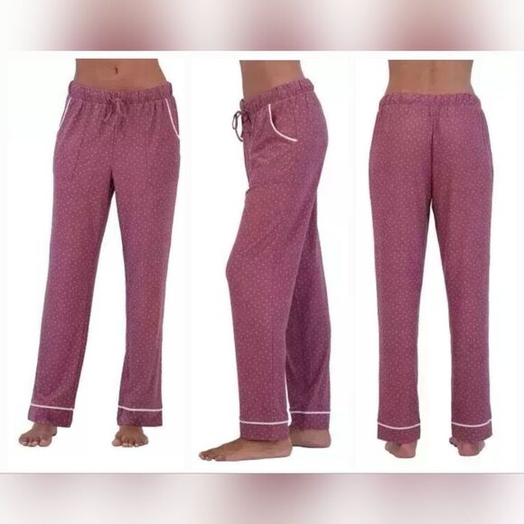 2-pk Lucky Women's M Comfy Straight Leg Lounge PJ Pants Relaxed Black/Pink Dot - Picture 5 of 7